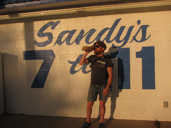 Sunsets and tall boys at my local store in Marfa.