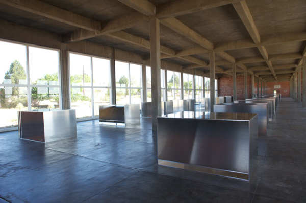 I recommend you take the Chinati Foundation tour. http://www.chinati.org/visit/visiting.php While in Marfa. It's a good way to stay out the sun! This is Donald Judd’s 100 untitled works in mill aluminum (1982-1986).